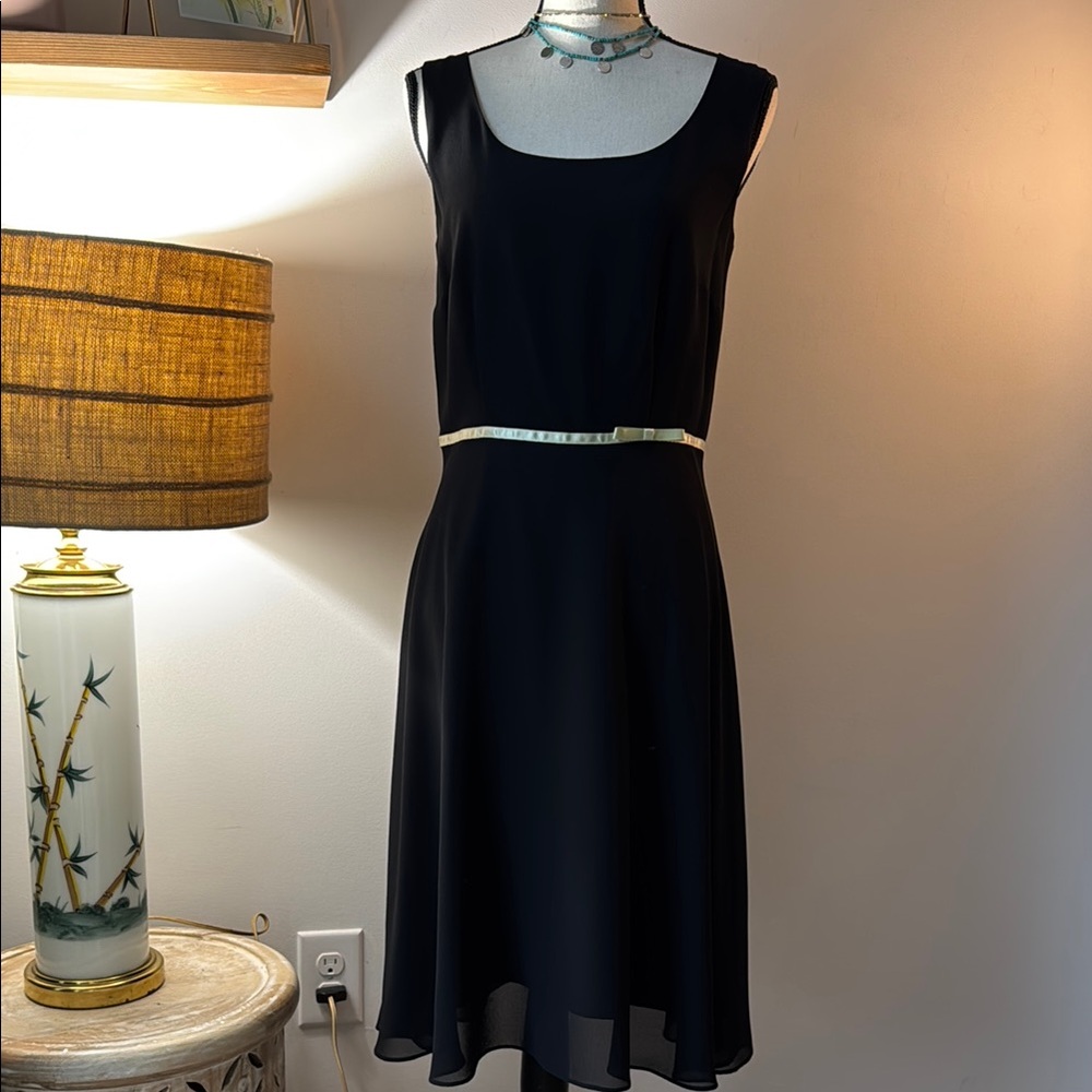 I.N. Studio Black Sleeveless A-Line Midi Dress